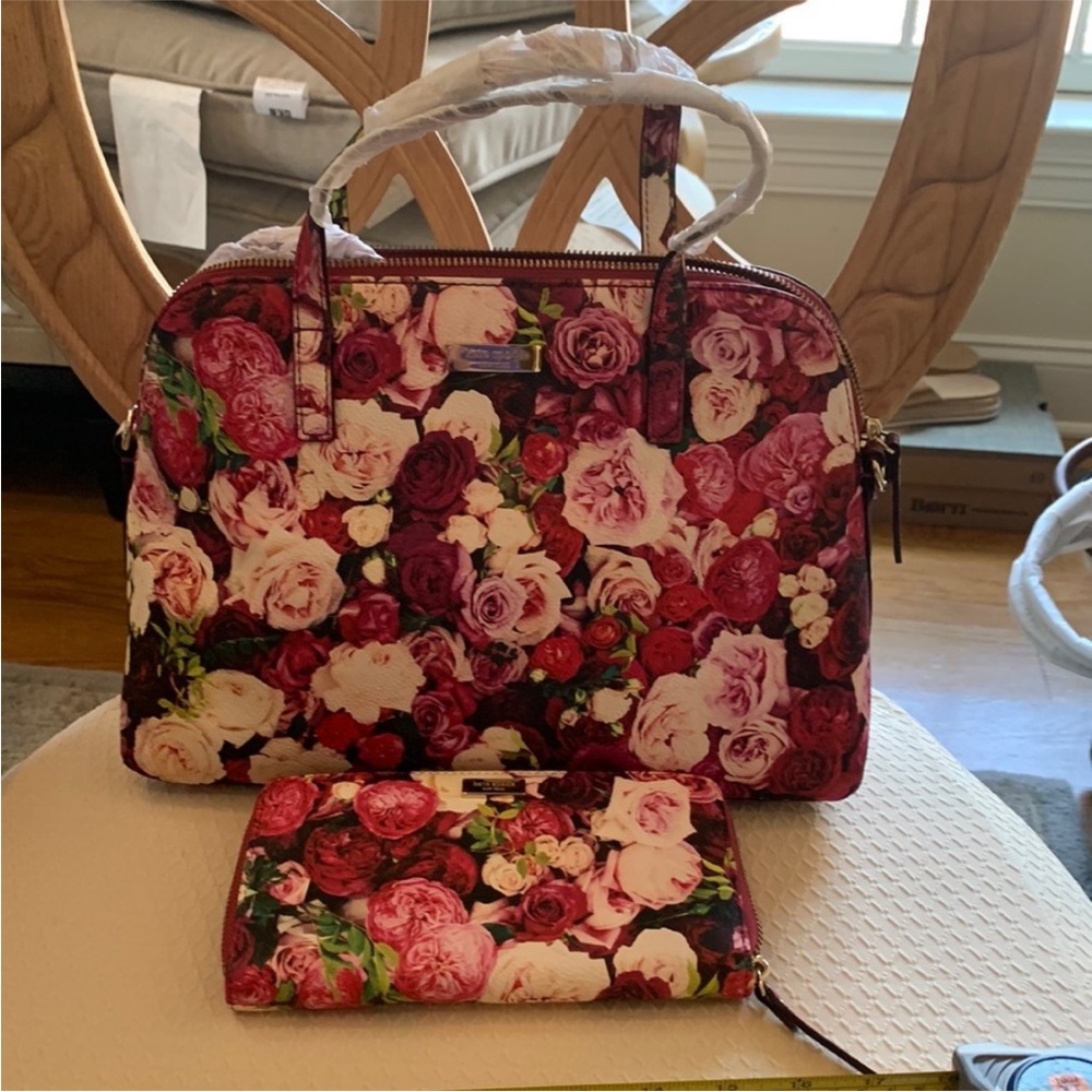 Kate Spade Everything is Coming up Roses bag & wallet